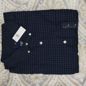 Mens Navy and Black Gap Button up XL Slim NWT